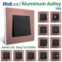 wallpad wall electrical sockets and switches brown brushed aluminum alloy panel eu outlet plug 1234 gang 12 way