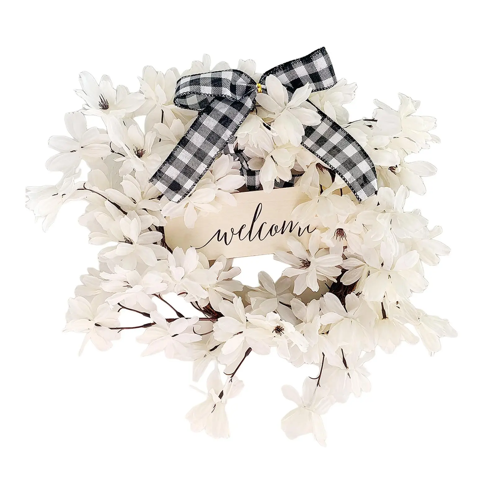 

Silk Fake Flowers Wreath White Dogwood Wreaths Round for Party Decorations