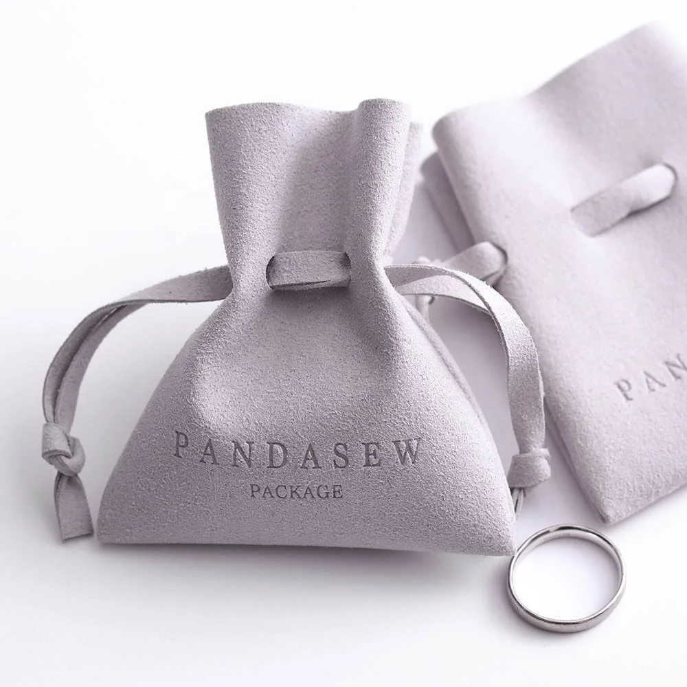50PCS custom logo debossed print drawstring packaging bag fashion microfiber jewelry pouchHot