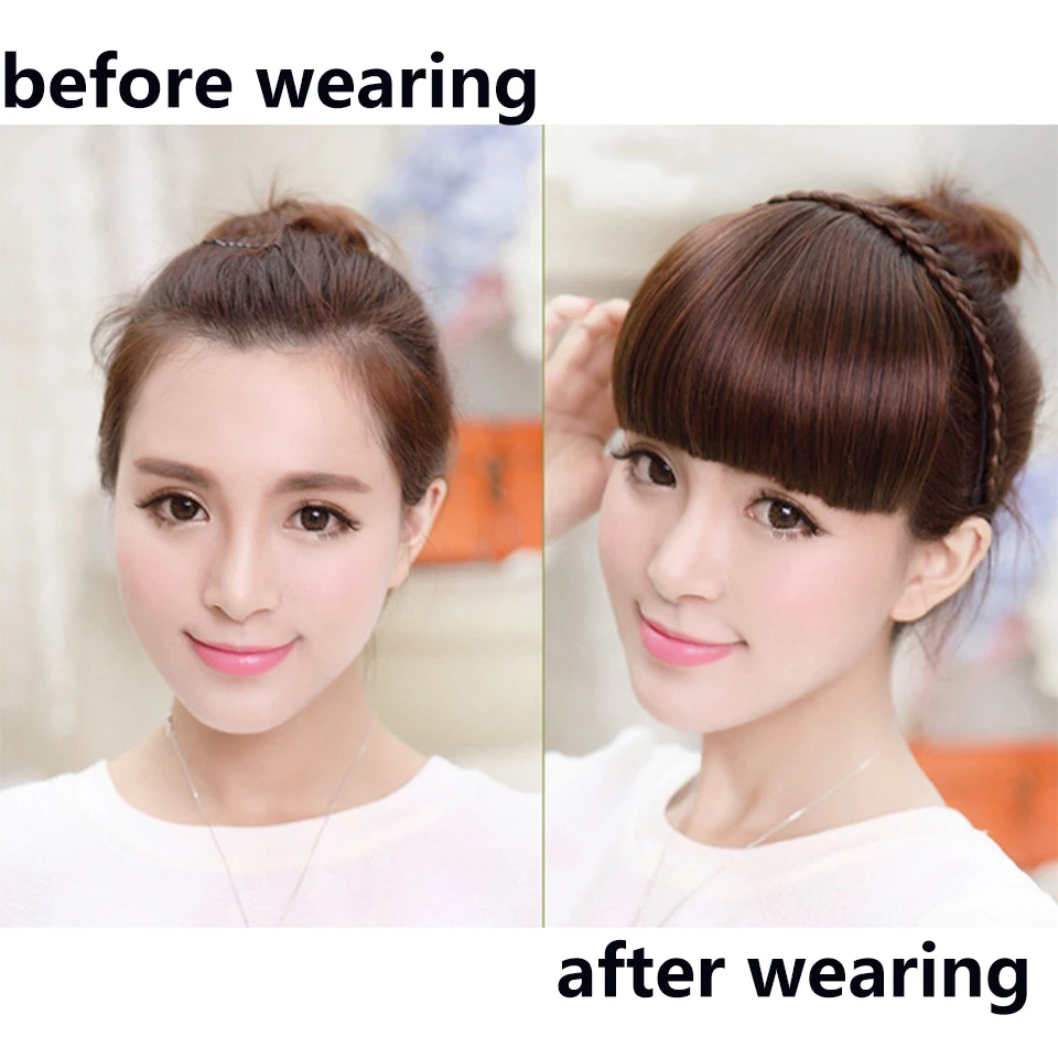 Искусственные натуральные парики для волос SEEANO челки с косами термостойкие