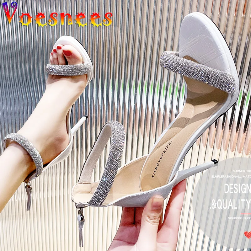 

Voesnees New Design Rhinestone Ladies Pumps Summer Fashion Dress Sandals Comfort Shopping High Heels Evening Party Women Shoes