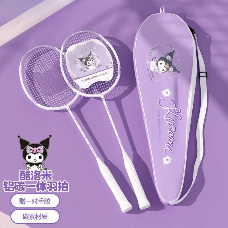 Фото Sanrio My Melody Kuromi Cinnamoroll мультфильм детская двойная ракетка для бадминтона креативная милая аниме периферийные устройства карбоновая ракетка для бадминтона №2
