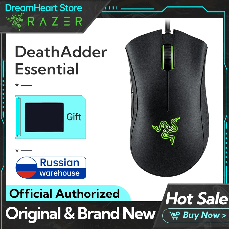 Razer Deathadder Essential Wired Gaming Mouse Gamer 6400DPI Ergonomic Design Mechanica Side Button Mice For Pc Laptop