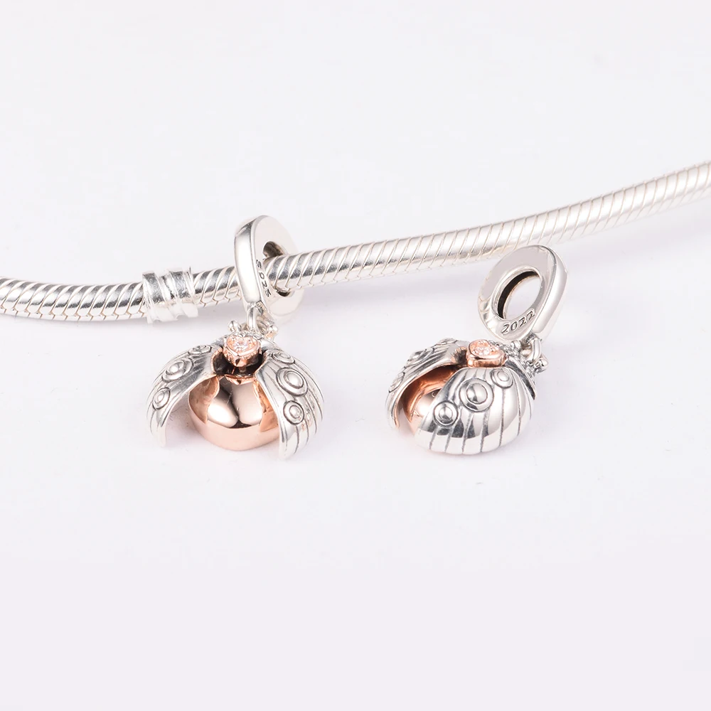 Free Shipping Items Club 2022 Ladybird & Heart 925 Sterling Silver Crystals Beads Accessories For Women DIY Jewelry Making