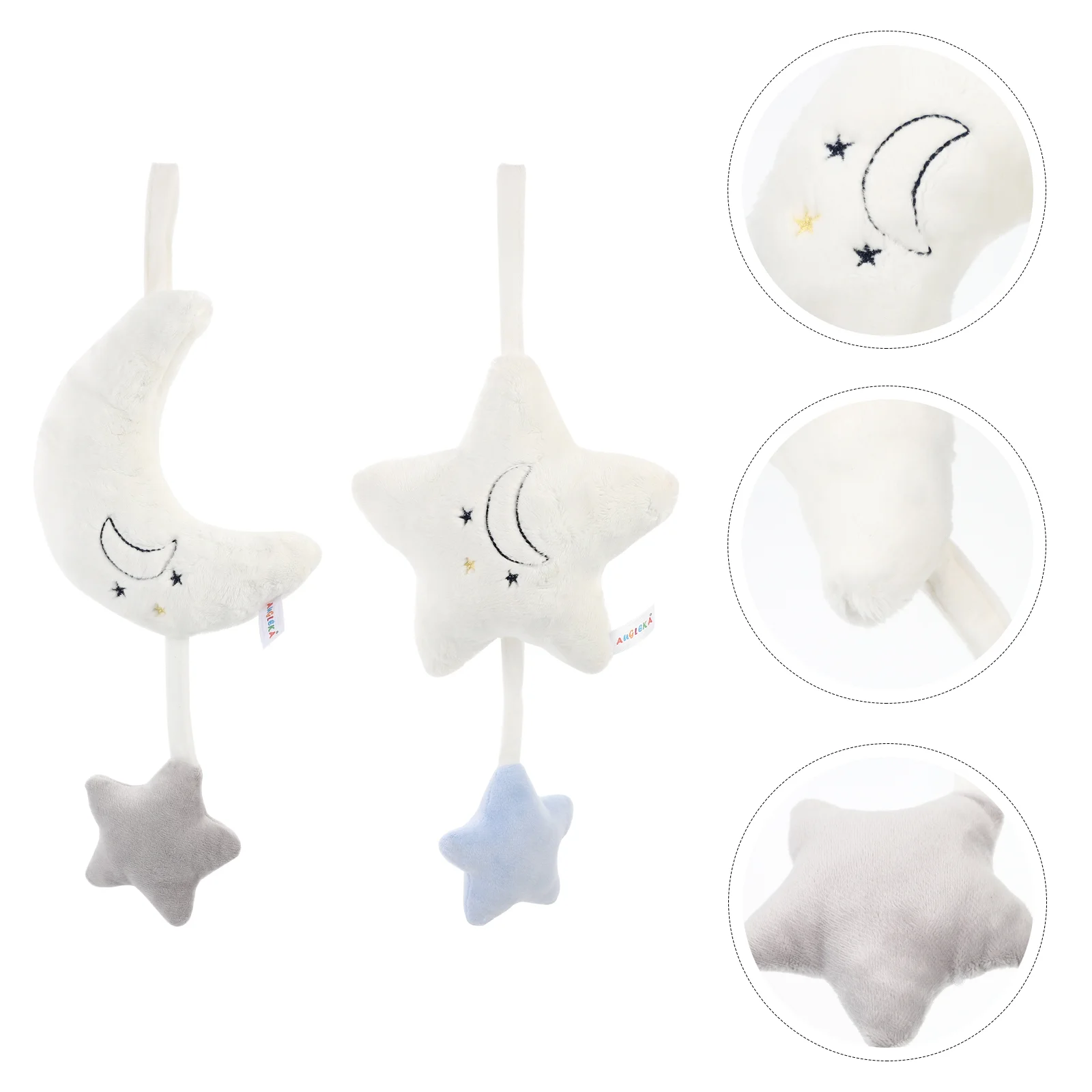 

2pcs Baby Stroller Cartoon Plush Pendants Plush Toys Hanging Ornaments (White)