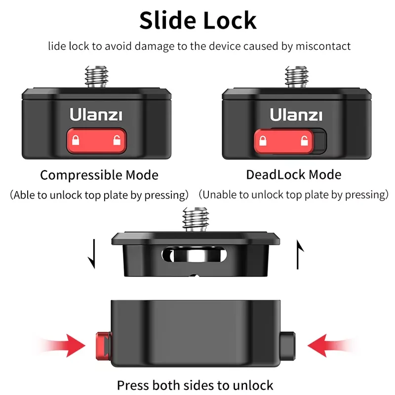 

2023 Ul-anzi Claw Quick Release Plate Clamp Mount Plate Board Shoulder Strap Clamp Adapter for DSLR Gopro Action Camera Tripod A