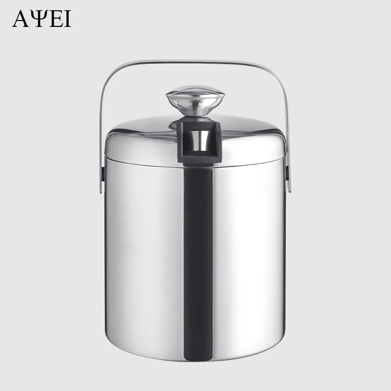 

1.3L/1.6L Stainless Steel Ice Bucket Insulated Chilling Wine Beer Cooler Outdoor Champagne Bucket for Beach BBQ Party Ice Bucket