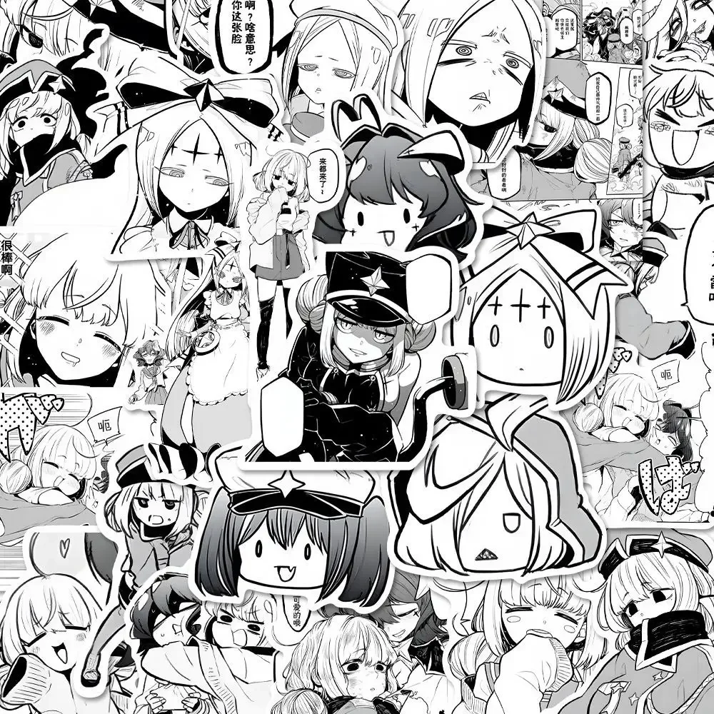 Наклейки Mahou Shoujo Ni Akogarete черные и белые Стильные наклейки манга магия драже аниме