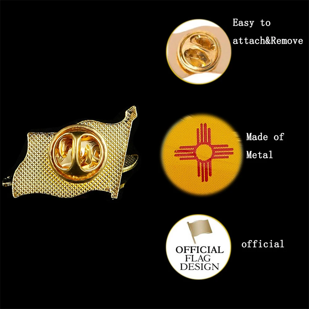 Флаг штата Нью-Мексико США цветные патриотизм булавки для лацканов позолоченная