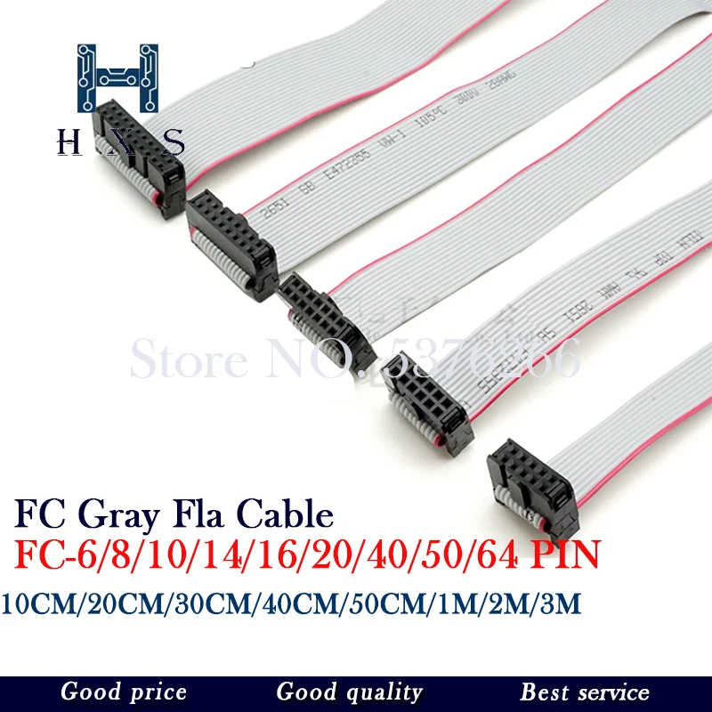 2.54mm pitch FC-6/8/10/14/16/20/24/40/50/64 PIN JTAG ISP DOWNLOAD CABLE Gray Flat Ribbon Data Cable FOR DC3 IDC BOX HEADER