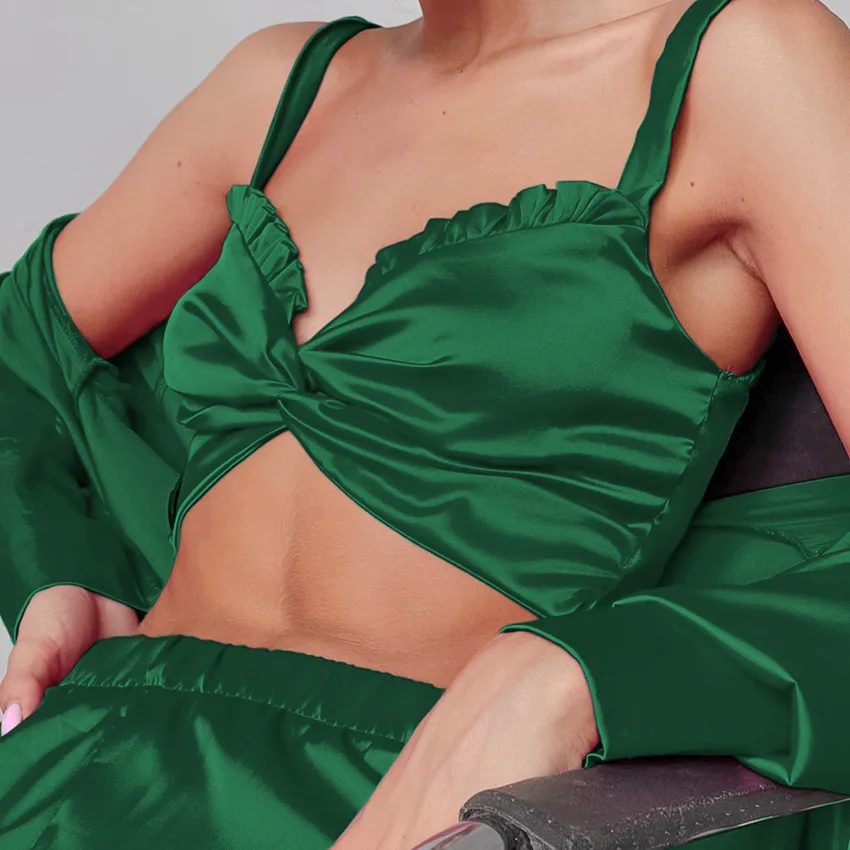 Women's Pajamas Set Female 3 Pieces Lingerie Sleepwear Home Suit Pijama Women's Sexy Nightwear Home Clothes