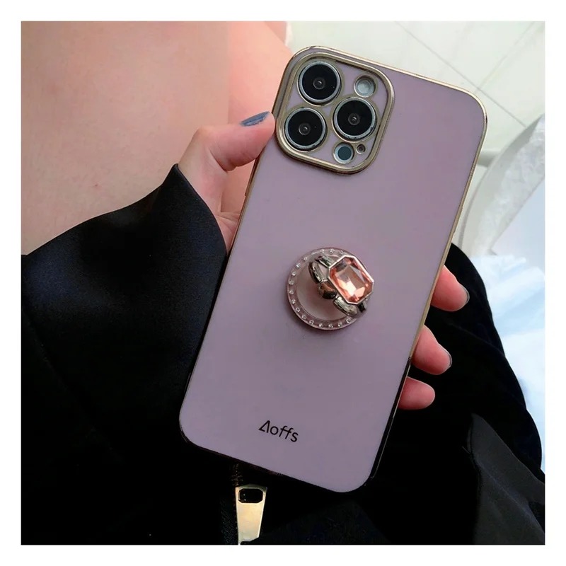 

Luxury Gemstone ring grip holder electroplated case For iphone 13 12Mini 11 12Pro Max x xr xs max 7 8plus silicone case cover