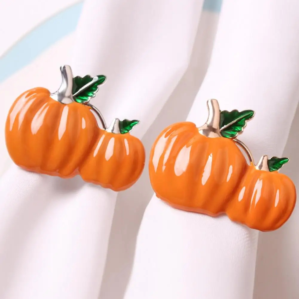 

2Pcs Napkin Ring Holders Durable Eye-catching Lightweight Anti-rust Elegant Decorative Metal Desktop Decorative Pumpkin Napkin B