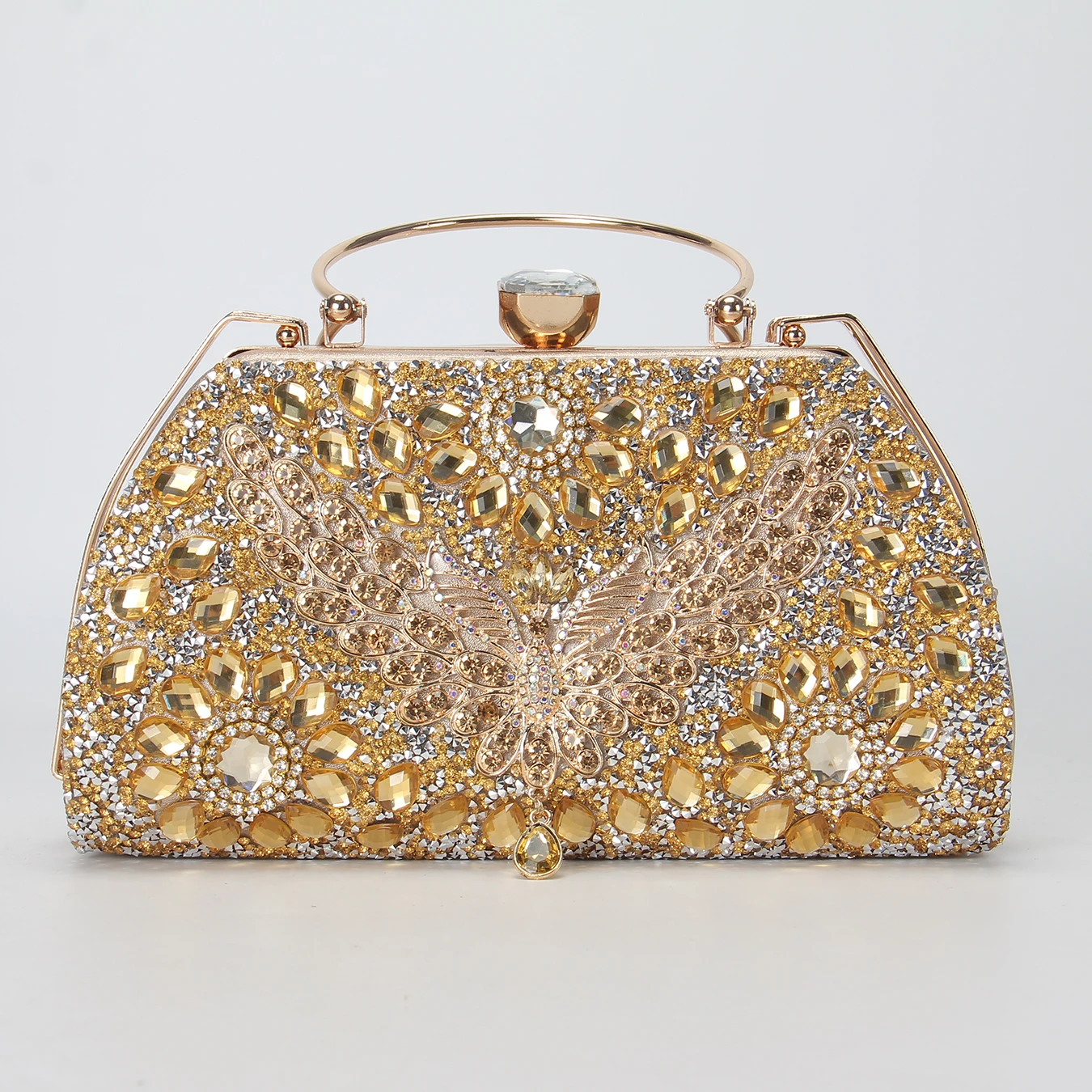 Роскошная вечерняя сумочка с бриллиантами свадебный клатч дизайном бабочки со