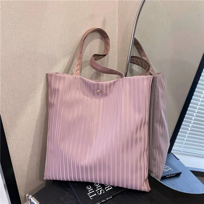 Popular Simple large capacity Tote Shopper Bag trendy shoulder bag for women Solid Color Casual HandBag With Zipper