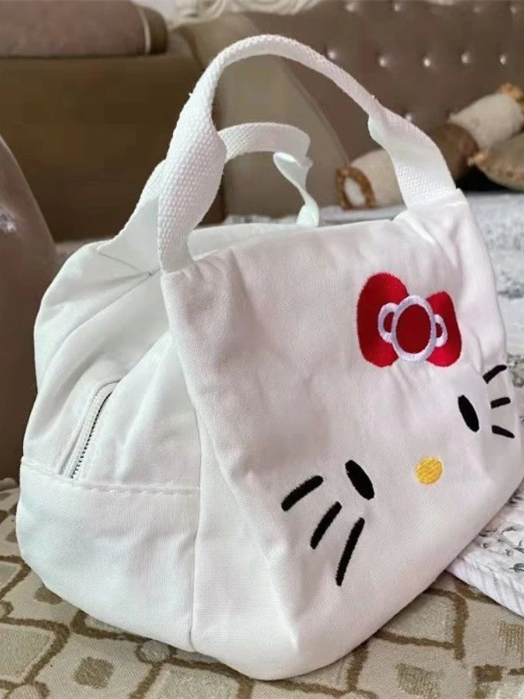 Tote Bag Women's Canvas Bag New Hellokitty Portable Shopping Bag Shoulder Bag Cosmetic Bag Student Large Capacity Sanrio enlarge