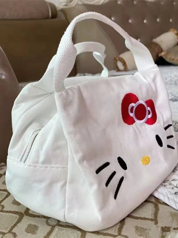 Tote Bag Women's Canvas Bag New Hellokitty Portable Shopping Bag Shoulder Bag Cosmetic Bag Student Large Capacity Sanrio