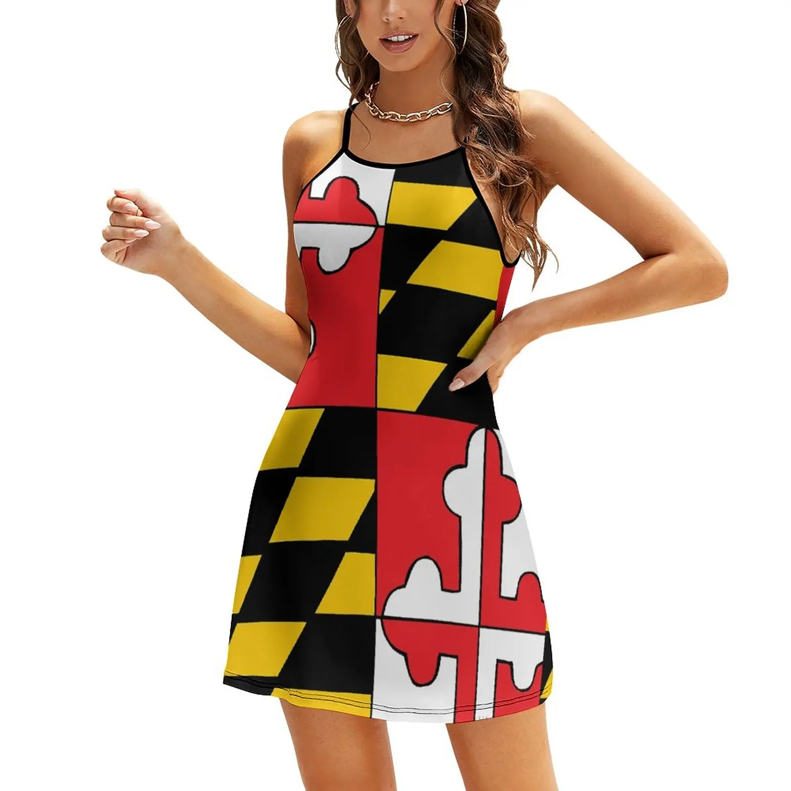 

Maryland Flag(2) Women's Sling Dress Vintage Exotic Woman's Clothing Funny Novelty Clubs The Dress