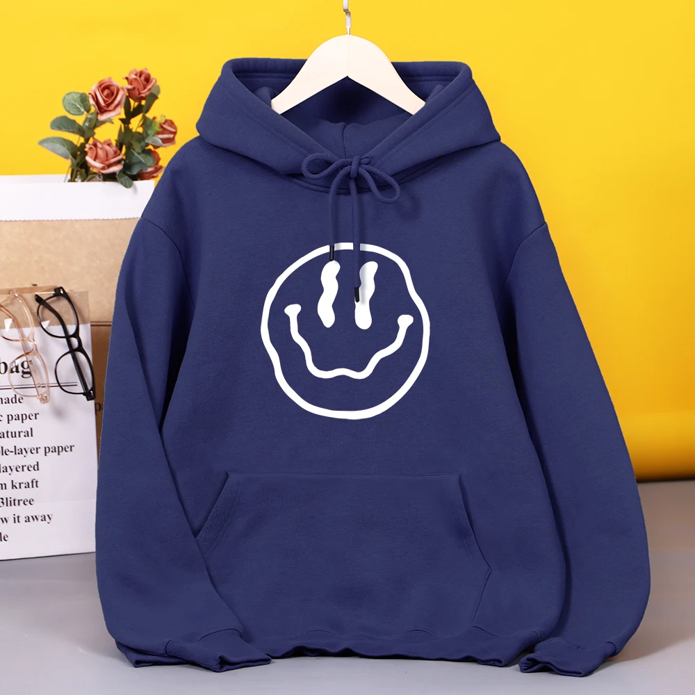 

A Twisted Happy Face Print Woman Hoody Vintage Harajuku Clothes Korean Quality Hooded Autumn Casual Classic Streetwear Female