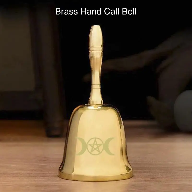 

Prayer Bell Gold Handle Handbells Ringing Bell for Meditation Prayer Pet Feeding Home Decoration Class Beginning Church
