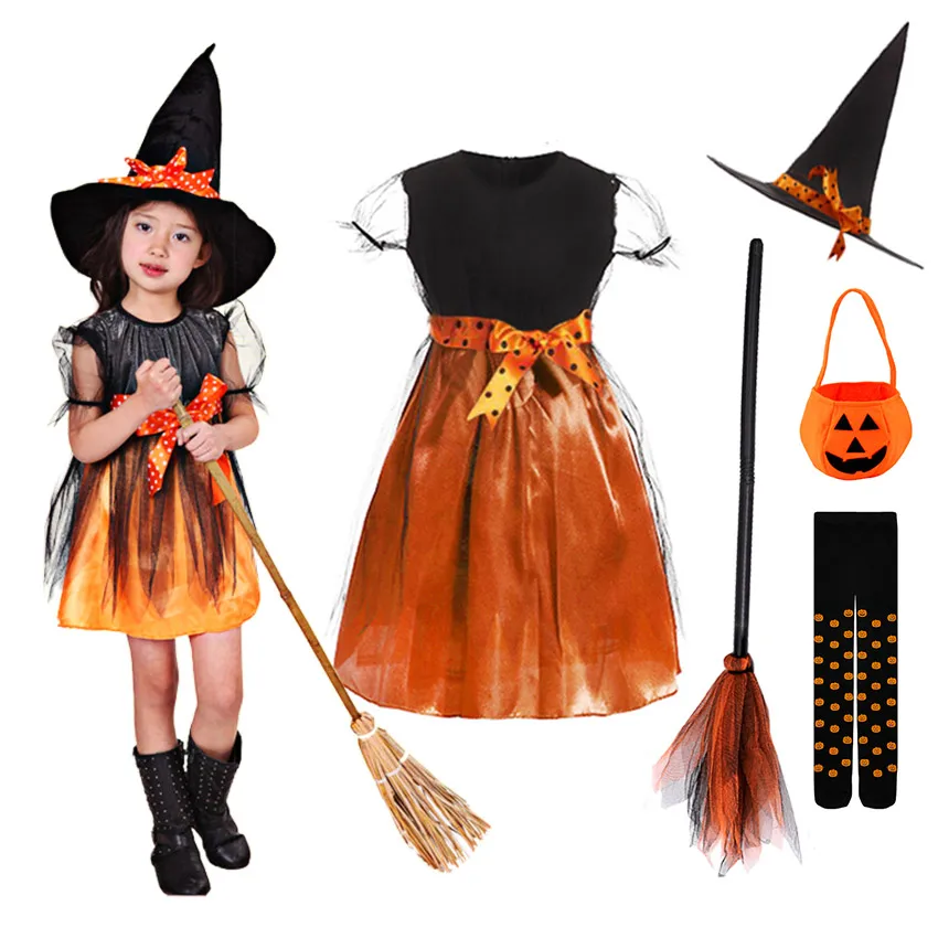 Детский карнавальный костюм на Хэллоуин 2024 средневековая ведьма одежда для
