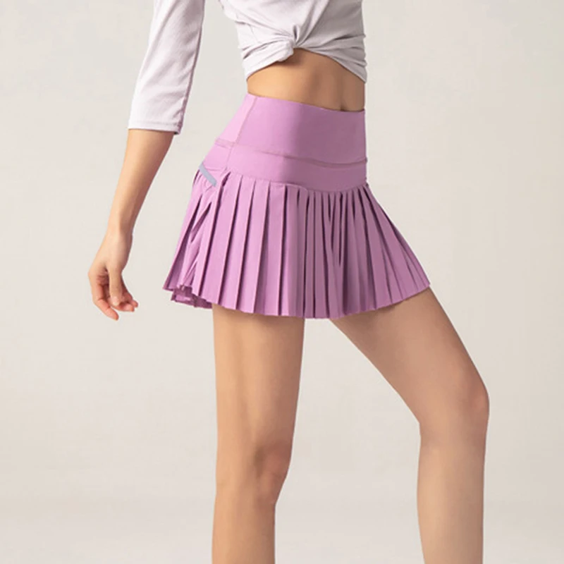 

New Women Sports Tennis Skirts Golf Skirt Fitness Shorts High Waist Athletic Running Short Quick Dry Sport Skort Pocket