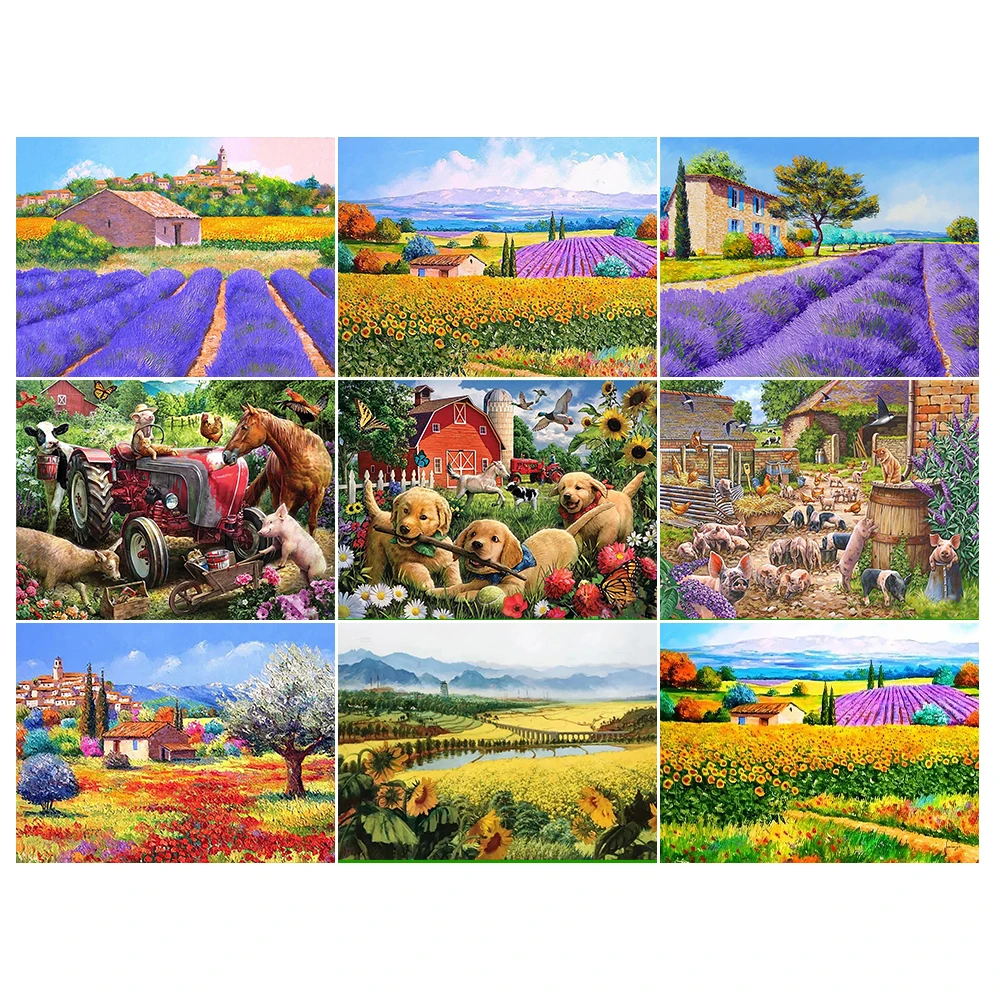 

YOUQU Pastoral series 5d diamond painted mosaic pictures pastoral scenery full of diamonds home decoration exquisite gifts