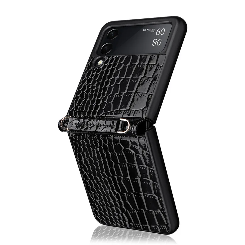 Shockproof Phone Strap Leather Case For Samsung Galaxy Z Flip 3 5G Flip3 Non-Fingerprint Protective Cover