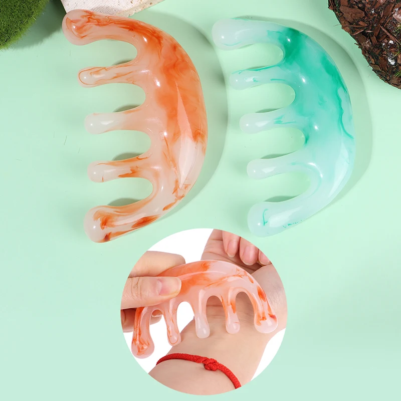 

6-зубчатая полимерная Массажная расческа для лица, массажная Расческа для спа-массажа кожи головы, щетка для мытья волос, инструменты для ли...