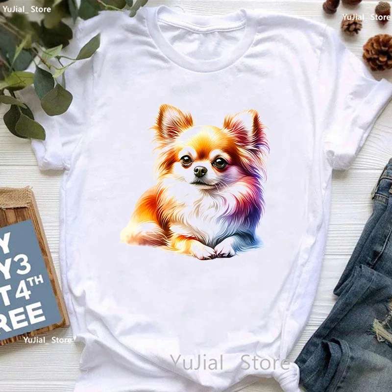 Футболка женская с принтом животных милая забавная рубашка чихуахуа одежда в