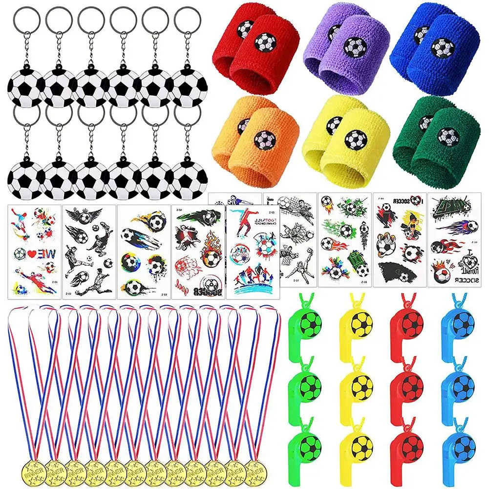 

2022 World Cup Keychain Soccer Cheer Set With Wristband Sticker Whistle For Kid Pinata Party Favors