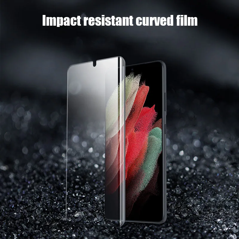 Phone Screen Glass Film Impact Resistant Curved Full Screen for Samsung Galaxy S21 Ultra Clear Anti-Fingerprint Phone Film