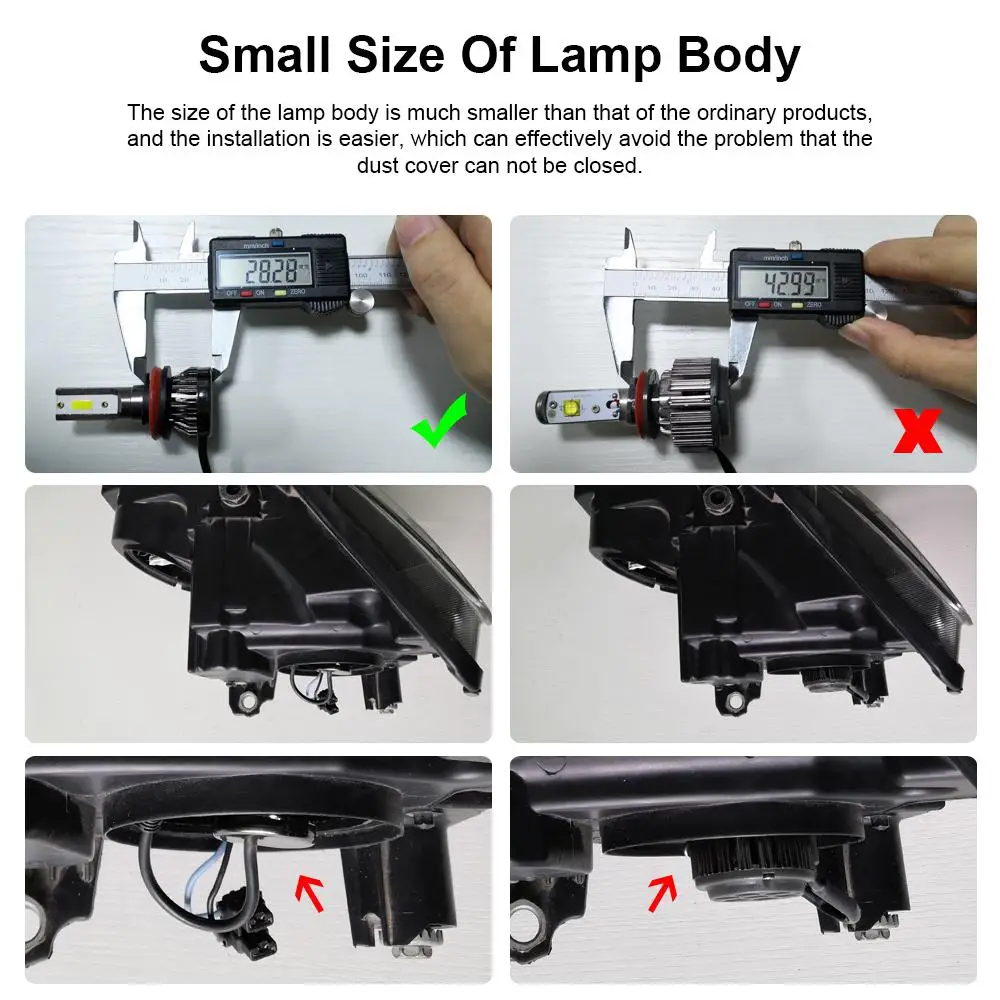 

2pcs Car Headlight Mini Lamp 9012 9005 9006 H1 H4 H7 H11 LED Headlight Conversion Kit COB Bulb 90W 12000LM