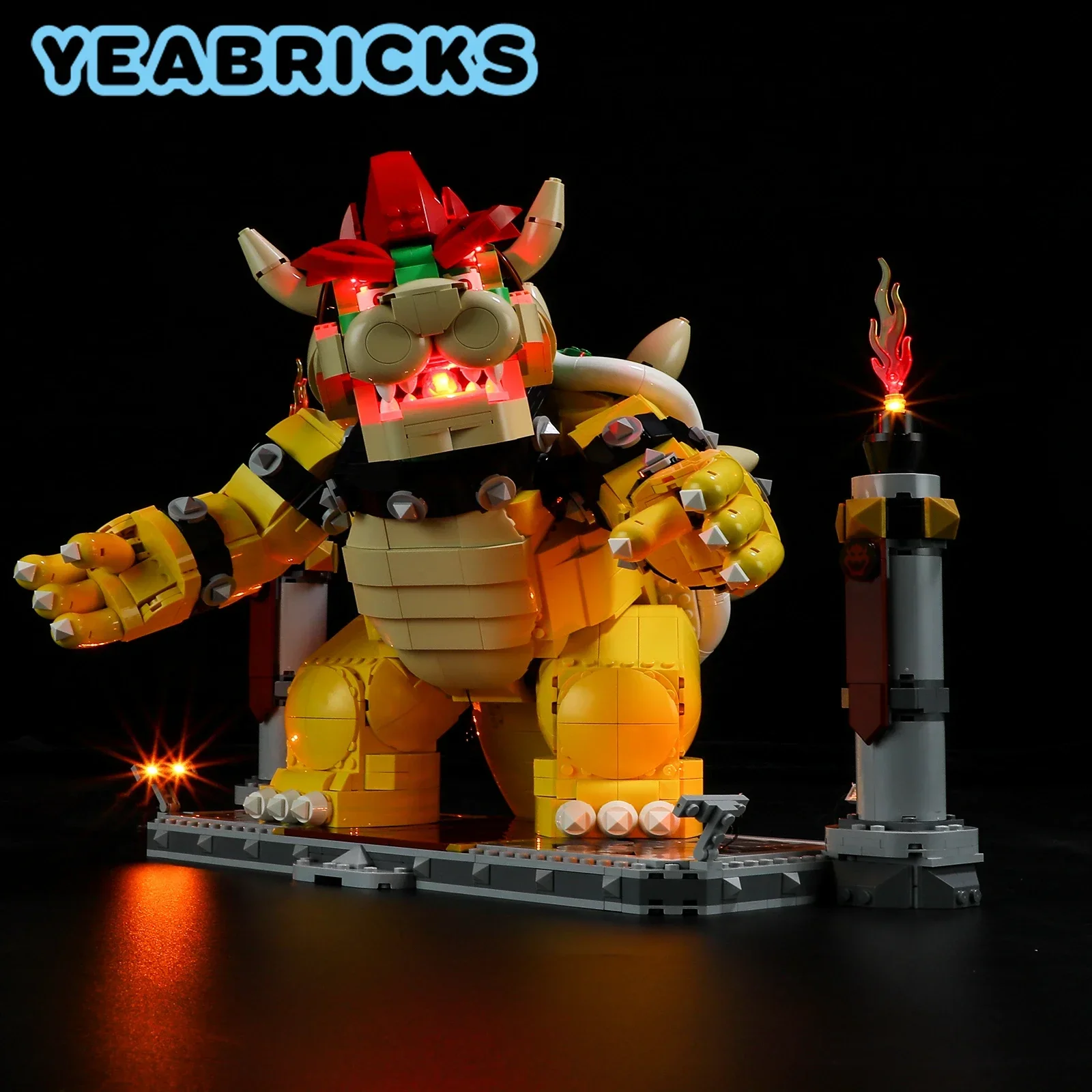 

Конструктор YEABRICKS со светодиодной подсветкой, модель 71411 года, набор строительных блоков Mighty Bowse (не входит в комплект), детские игрушки