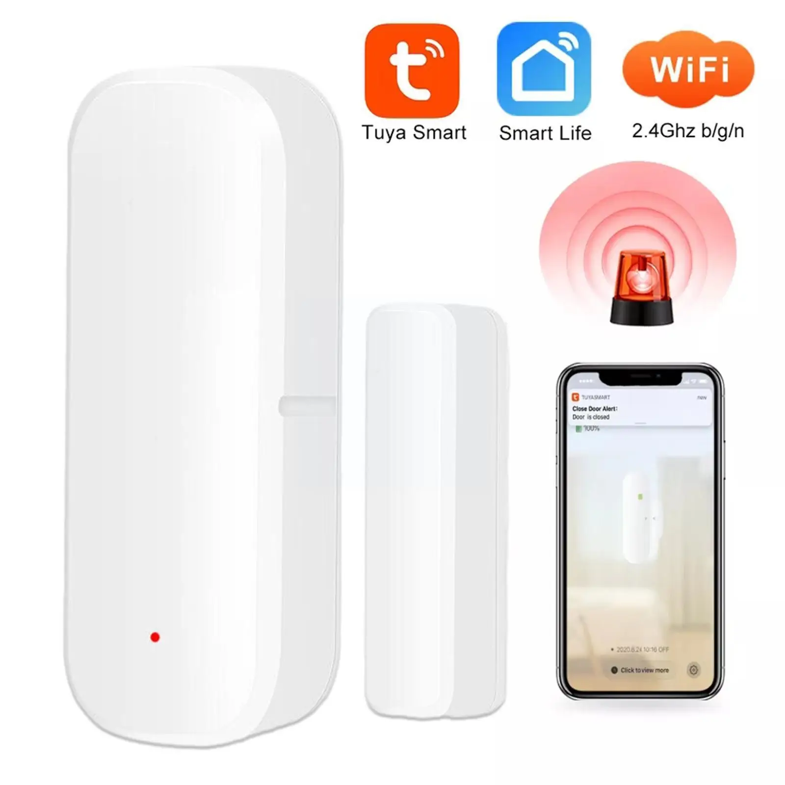 

New Wifi Door Sensor Window Sensor Alarm Magnetic Work Sensor Independent Home With Alexa E7f3