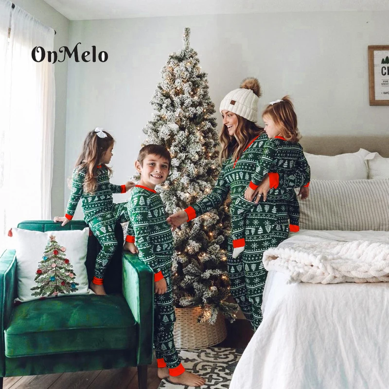 

OnMelo Christmas Pajamas Family Matching Set Mother Father Kids Clothes Family Look Outfit Baby Girl Rompers Sleepwear Pyjamas