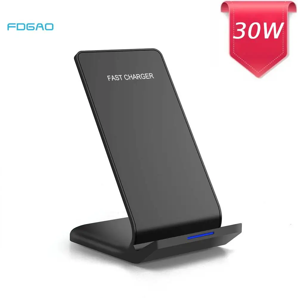 

30W Qi Wireless Charger Stand Dual Coils For iPhone 13 12 11 Pro X 8 Samsung S21 S20 Fast Charging Dock Station Phone Holder