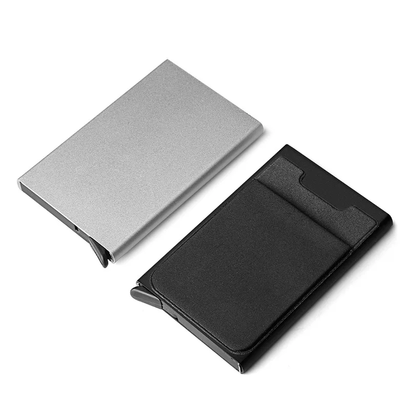 

BISI GORO Customized Aluminium Alloy RFID Credit Card Holder Case Womens' PU Leather Wallet For Men Cardholder Box With Pocket