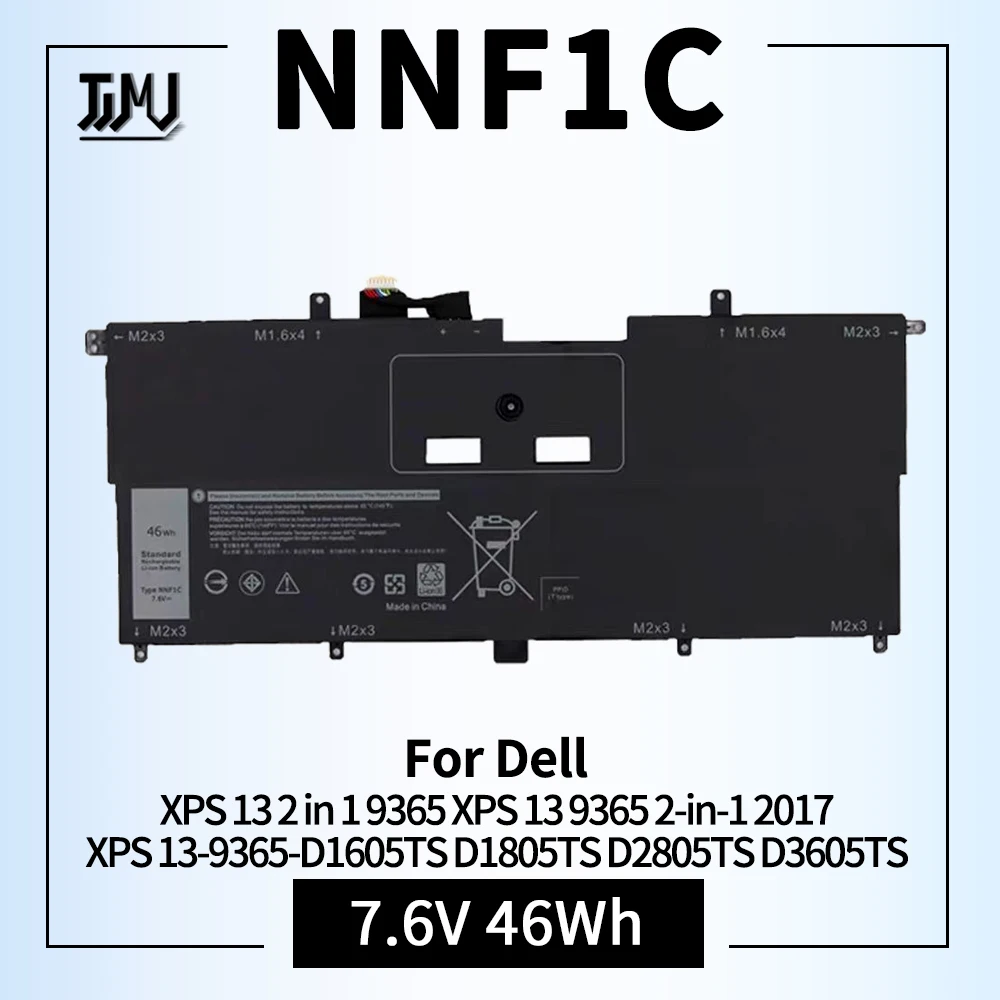 Фото Аккумулятор для ноутбука NNF1C 7.6V 46Wh для Dell XPS 13 2 в 1 9365 XPS 13 9365 2-in-1 2017 XPS 13-9365-D1605TS D1805TS D2805TS D3605TS №1