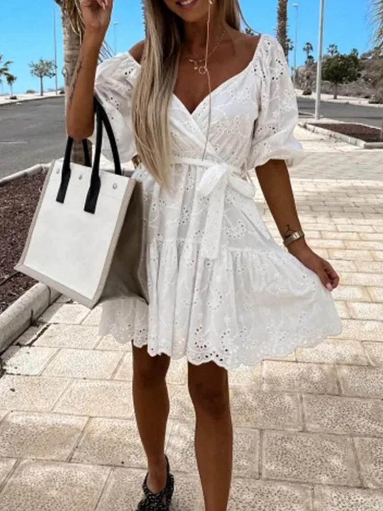 

Women Elegant Solid Turn-down Collar Shirts Dress Lady Fashion Single-Breasted Mini Dress Spring Summer Long Sleeve Party Dress
