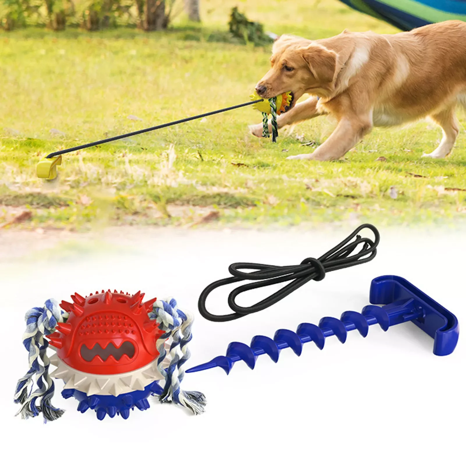 

Pet Dog Toy Ball Puppy Molar Teeth Toys Anti-bite Powerful Sucker Draw String Ball Draw String Ball Sounding Dogs Training Toy