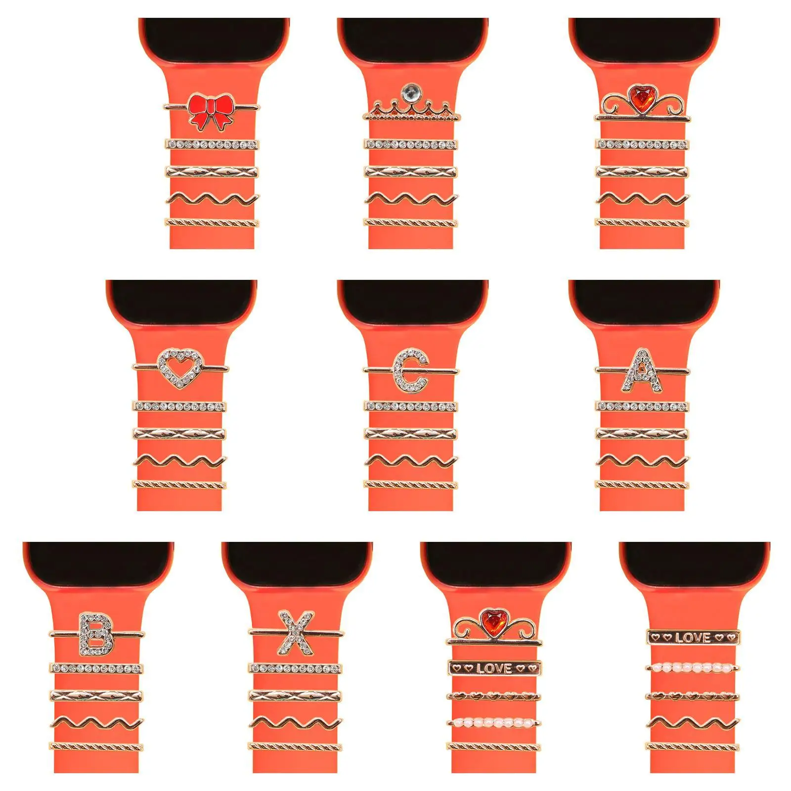 

Подвески на ремешке для часов, украшение в виде букв от A до Z, браслет в форме сердца, подвеска для Apple watch, аксессуары для спортивного ремешка