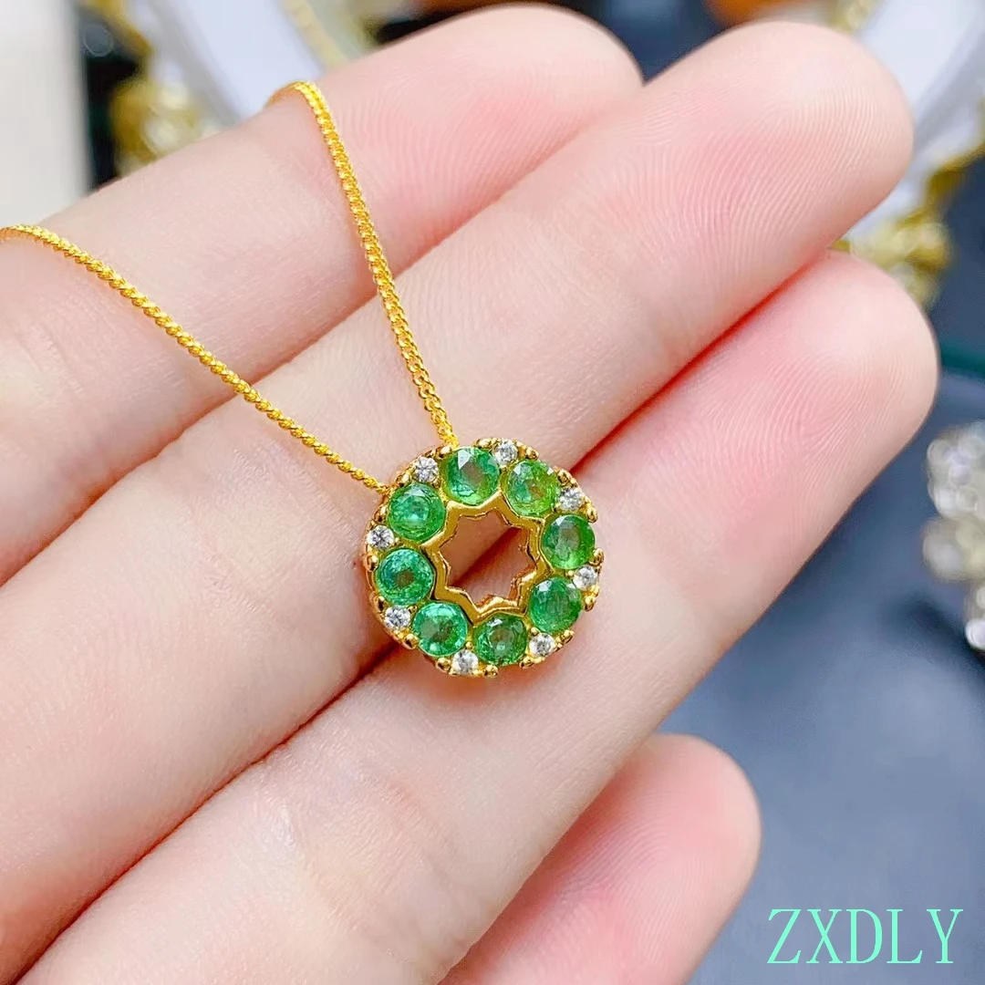 

Женская подвеска из серебра 2023 пробы, с зеленым изумрудом