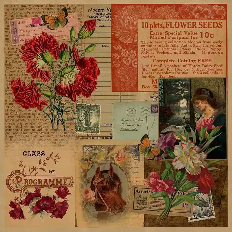 

Большой размер, винтажный цветочный материал, бумага, «сделай сам», скрапбукинг, Праймер, коллаж, альбом, подарочная упаковка, реквизит для ф...