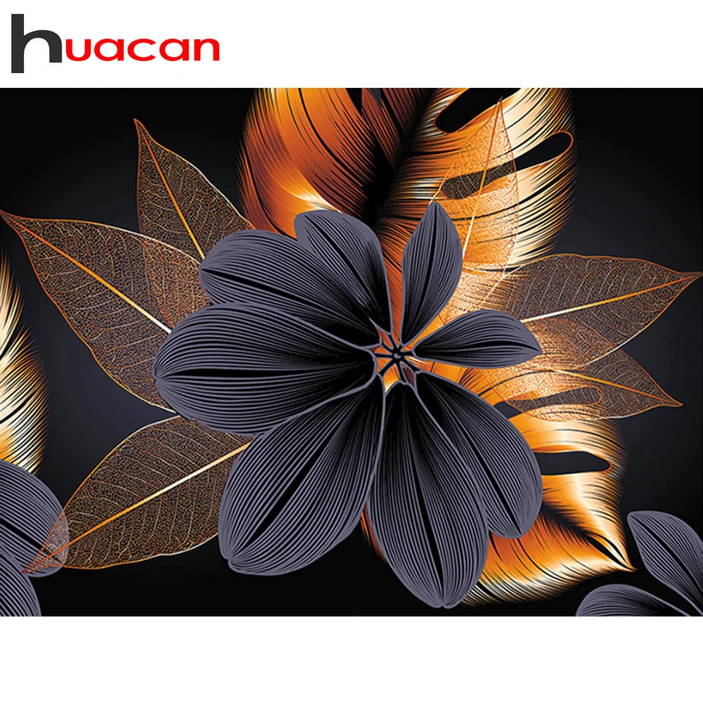 

Huacan полная круглая/квадратная вышивка, алмазная вышивка, живопись, листья, цветочные украшения для дома