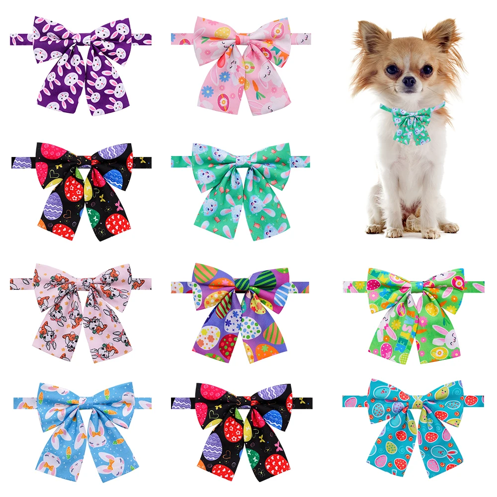 

10Pcs Easter Day Cotton Bows For Dog Pet Dog Cat Bow Ties Cat Cute Bowties Colorful Neckties Dogs Pets Grooming Accessories