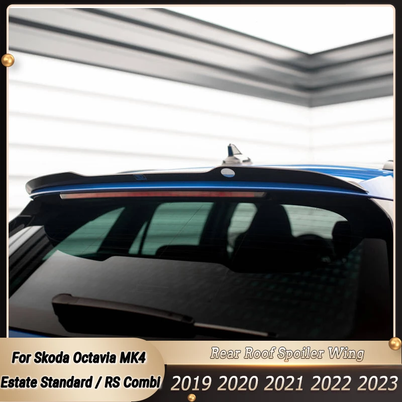 

Для Skoda Octavia MK4 Estate Standard / RS Combi 2019-2023 глянцевый черный Автомобильный задний спойлер на крышу комплекты для тюнинга крыльев кузова