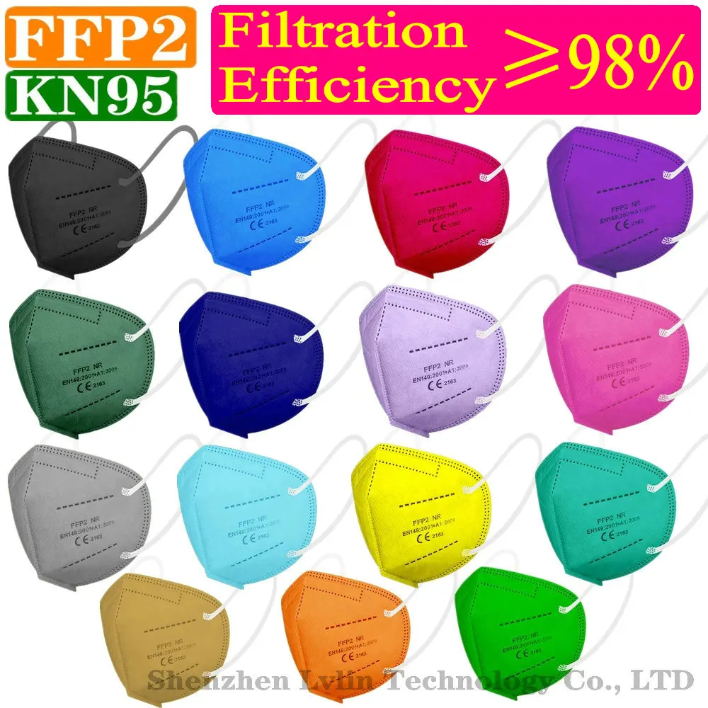 Kn95 15 цветов FFP2 маска KN95 5 слоев взрослая черная Тканевая маски защитные FPP2 для