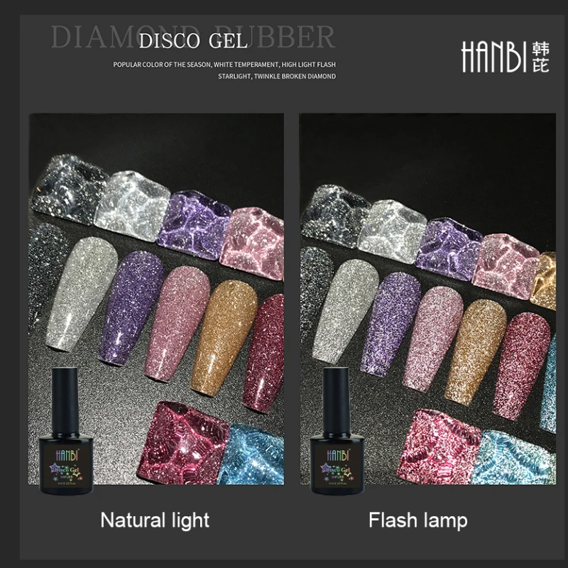

9Colors Reflective Sequins Gel nail polish Shiny Glitter Paint Semi Permanent Varnishes Drawing Painting UV Gel Polish Nail Art
