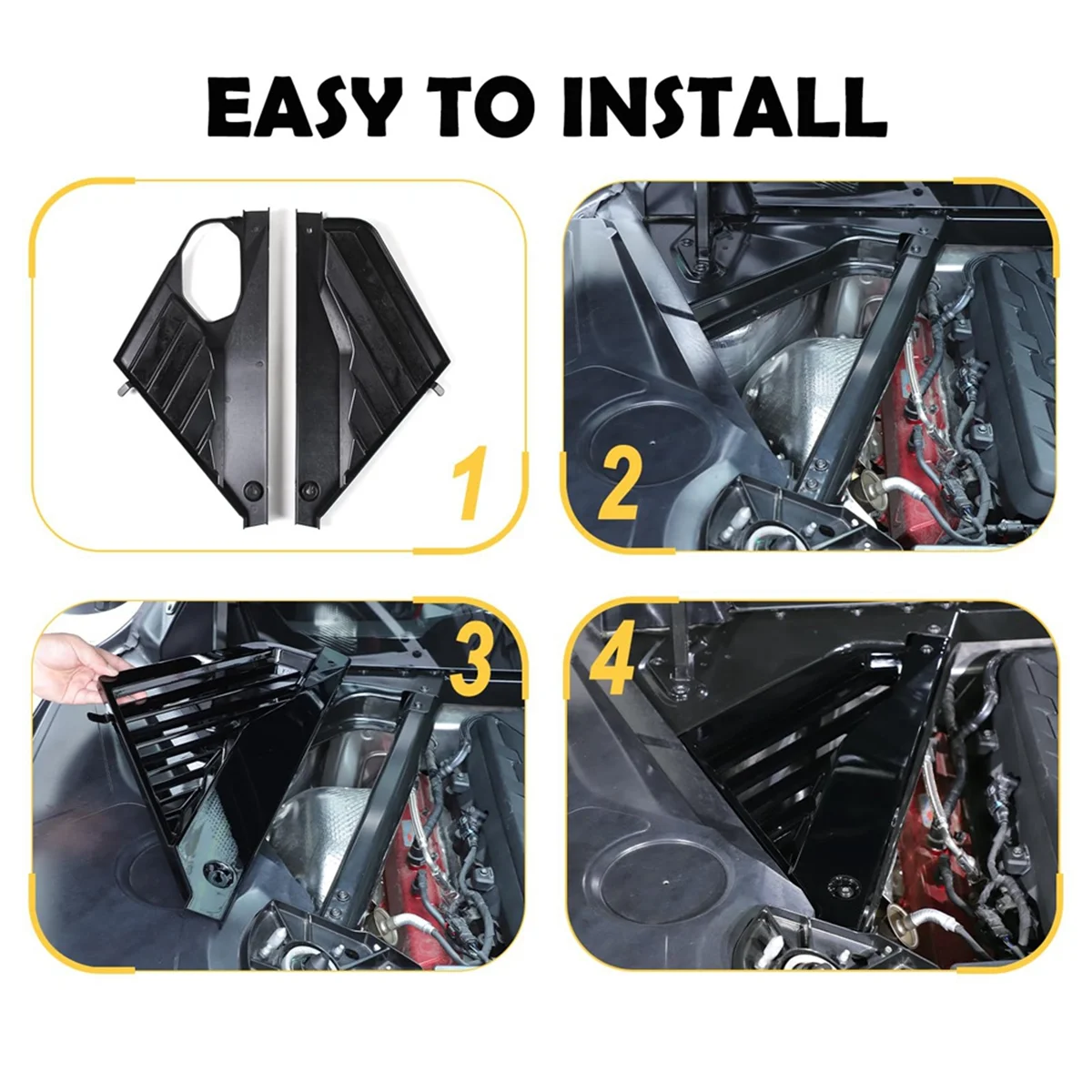 Крышка панели двигателя для Chevrolet Corvette C8 2020-2023 задняя защита Черная